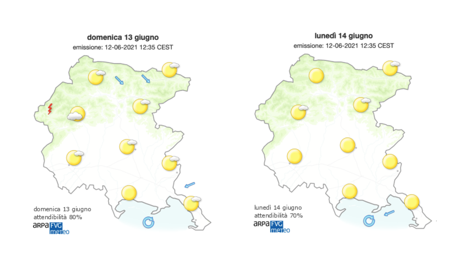 Immagine per L'anticiclone africano porta caldo e maggiore stabilità sul Goriziano